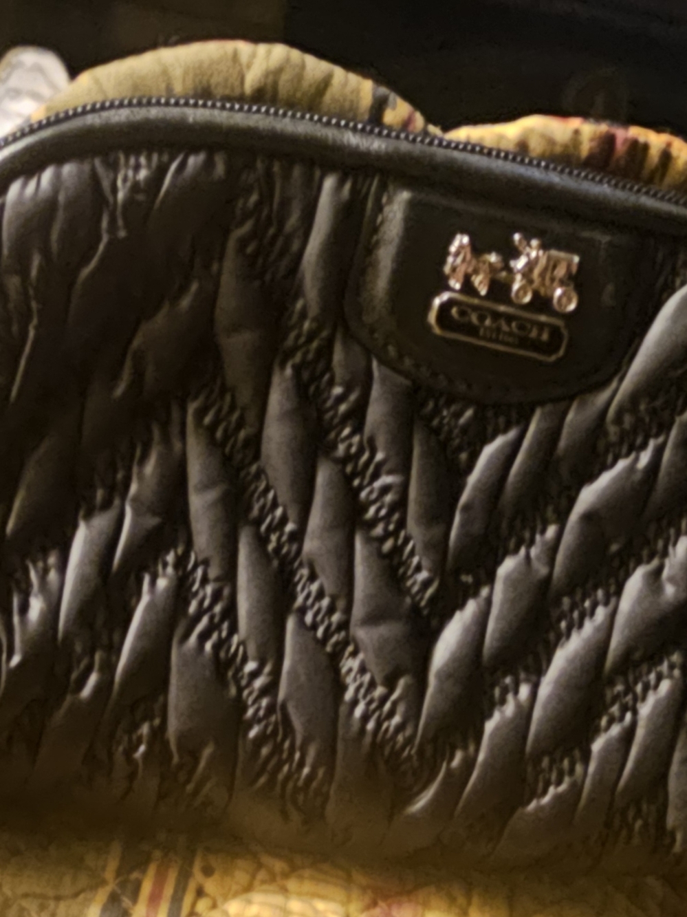 Coach Black Quilted Wristlet with Signature Horse & Carriage Plaque
